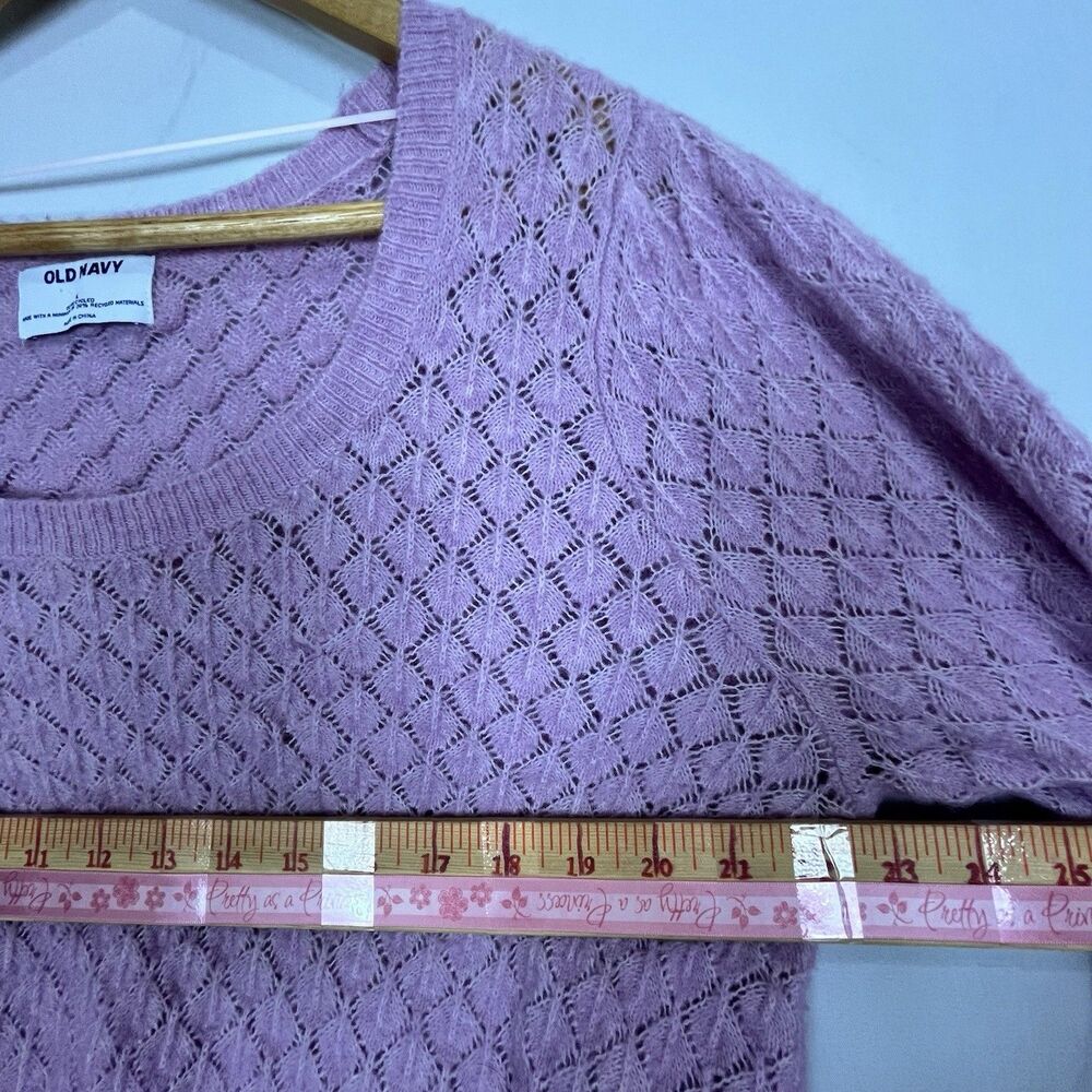 Old Navy Wool Blend Knit Sweater Women L Lavender Soft Textured Pullover - Picture 9 of 11